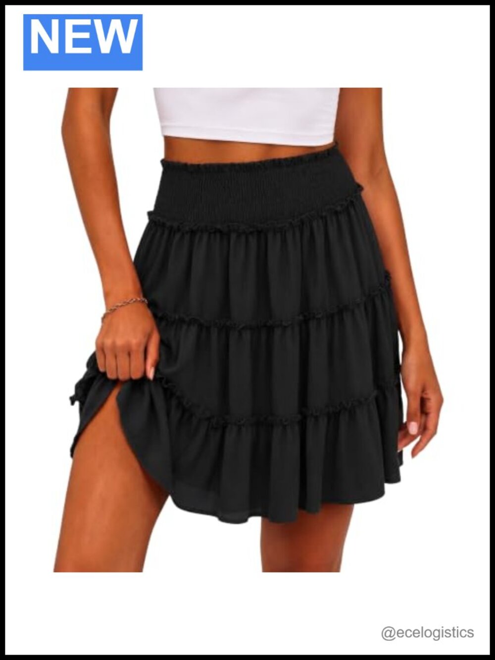Flowy Ruffle Tiered Skort with Built-in Shorts, High Waisted Summer Mini Skirt